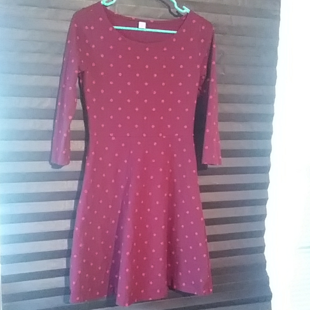 Old navy burgundy and red polka dot dress